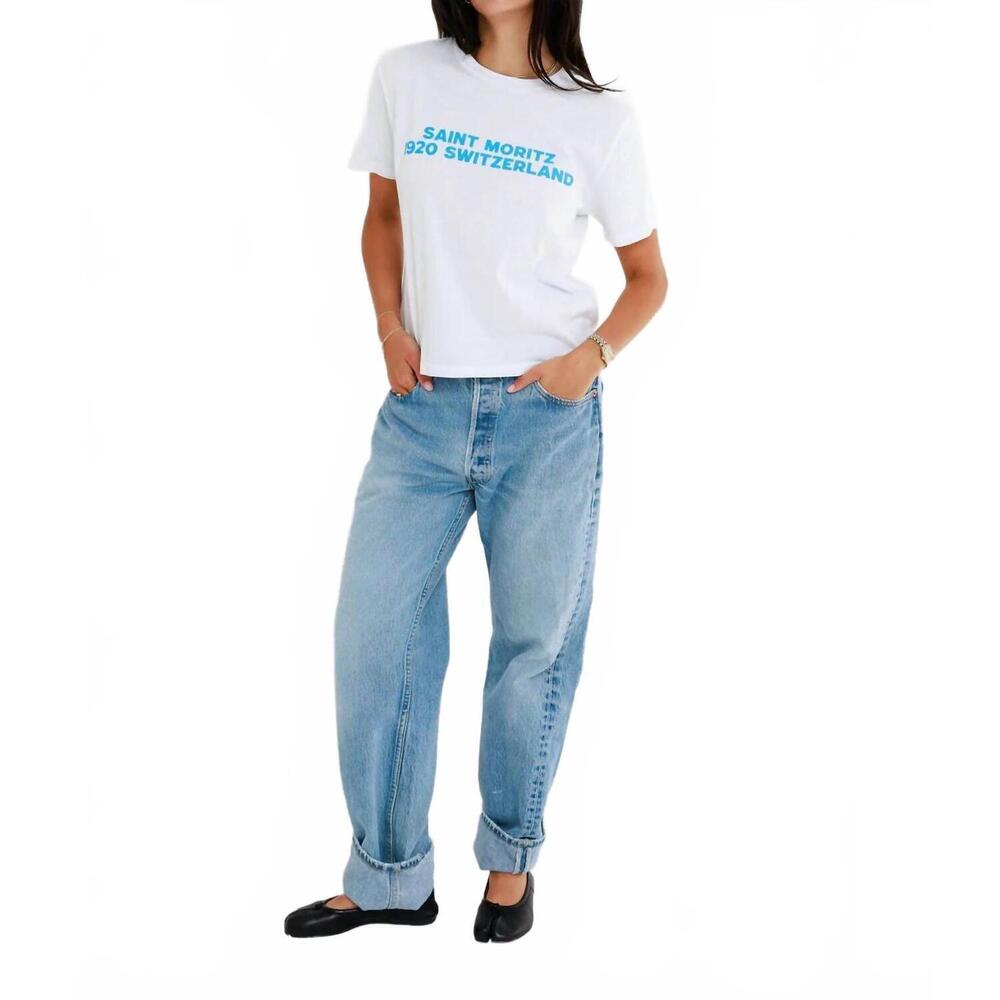 NEW SUNNY SOMEWHERE saint moritz switzerland everyday tee in white